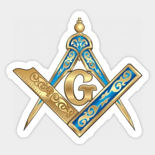 Compass & Square Masonic Symbol in blue and gold, for Those Who Travel East Towards The Light Sticker